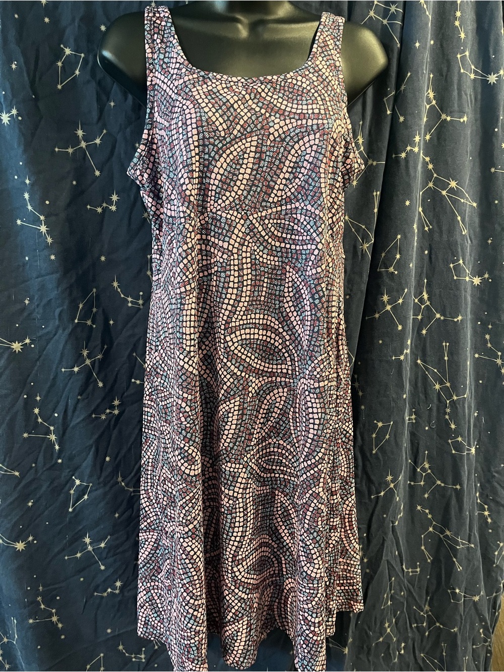 Columbia Pink and Blue Mosaic A-Line Skirt